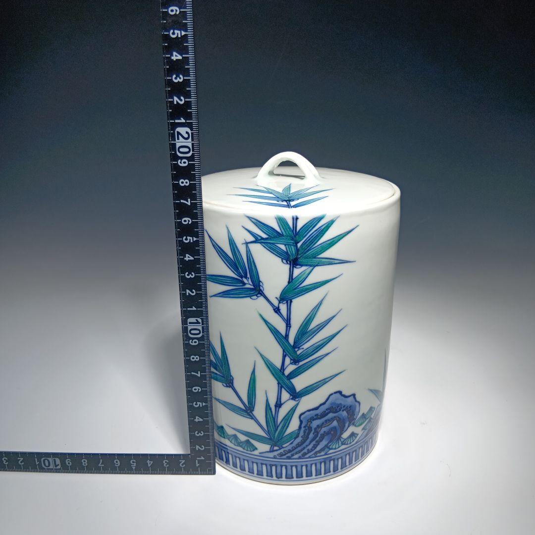 茶道具　(平安)静山作　染付水指　共箱