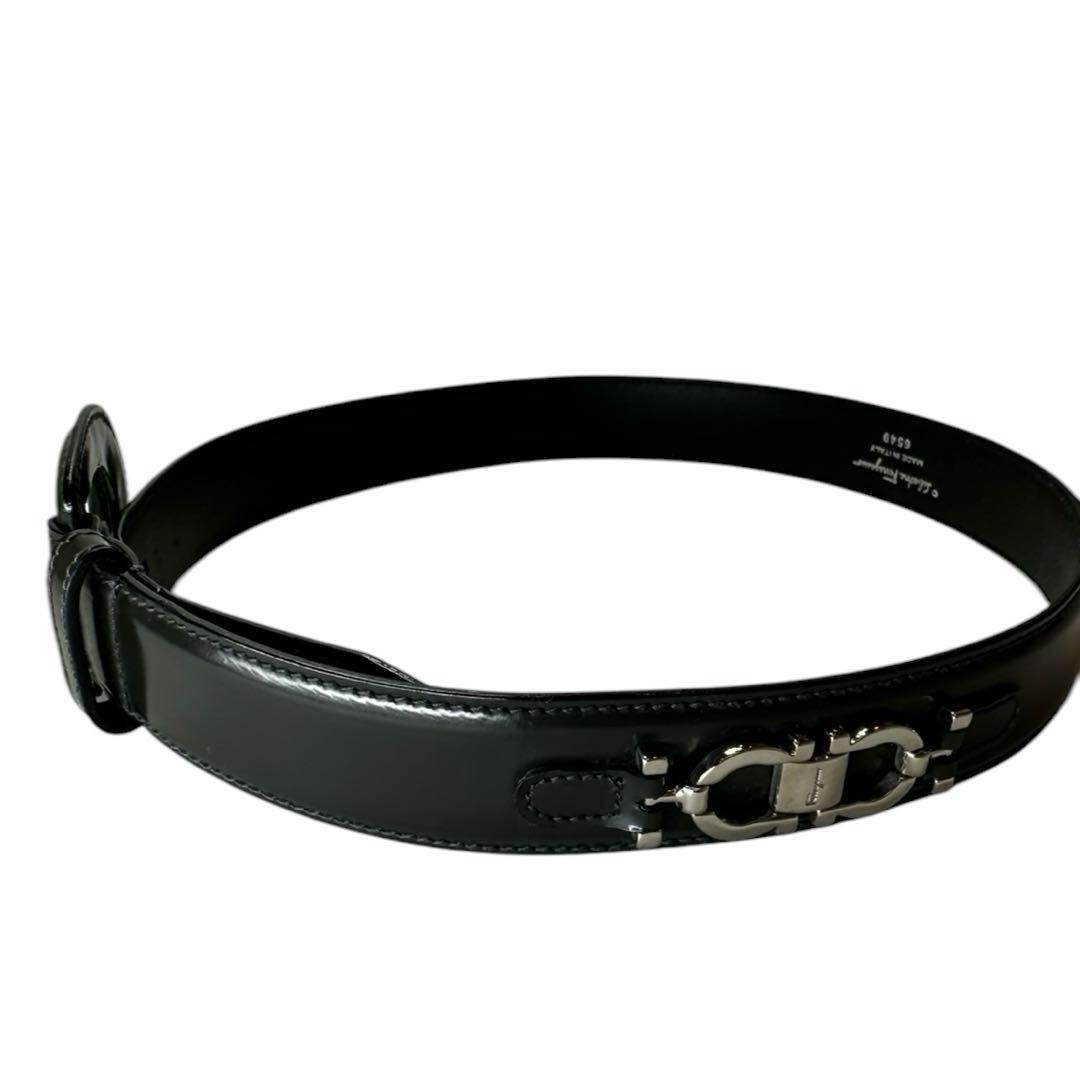 【サルバトーレフェラガモ】ダブルガンチーニ レザー ベルト シルバー金具　正規品