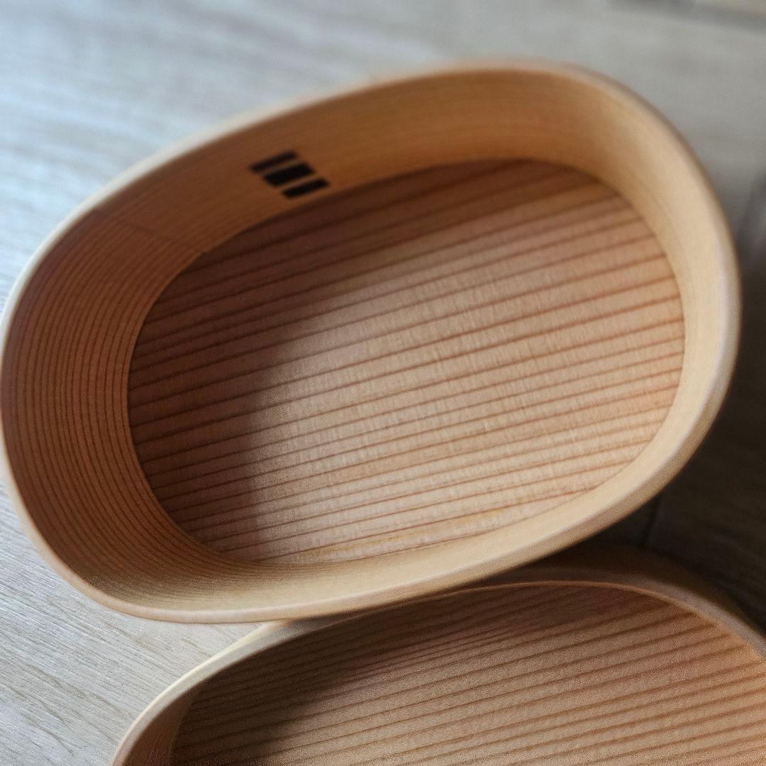 栗久/木製 大館曲げわっぱ 小　小判型弁当箱 スリム 伝統的工芸品 新品未使用