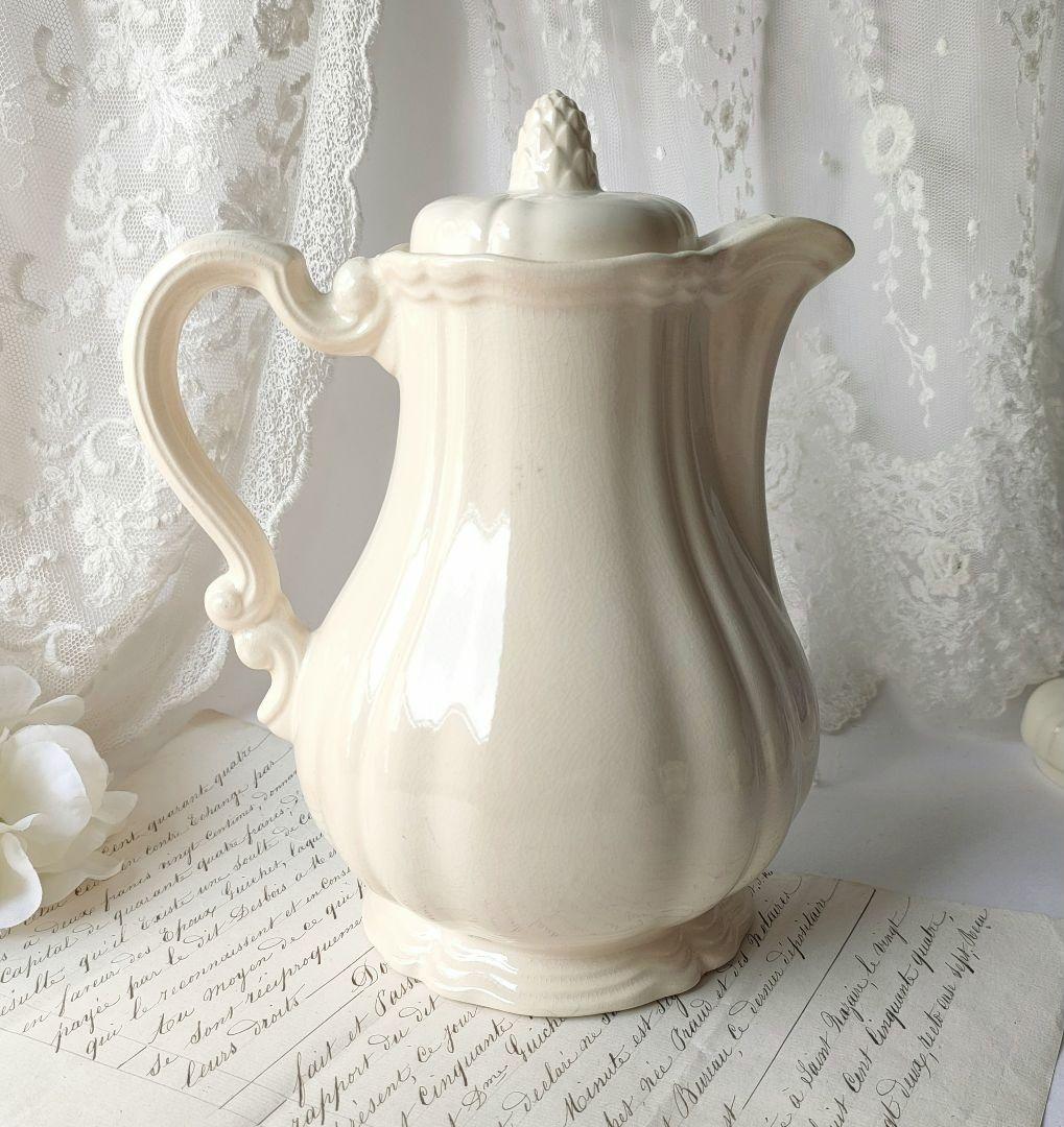 美品　サルグミンヌ　花リム　ポット&シュガーポット　フランスアンティーク