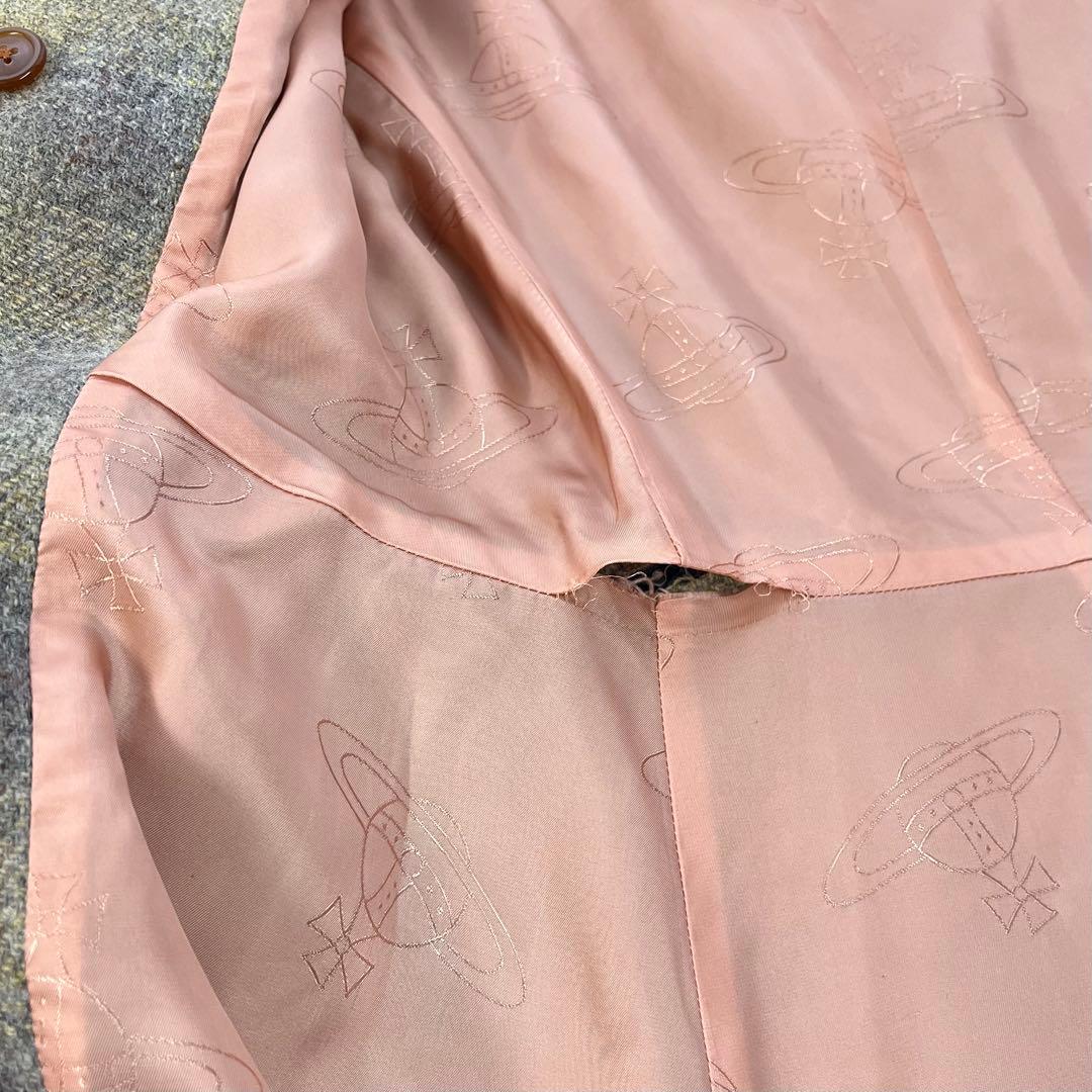 ヴィヴィアンウエストウッドレッドレーベル ハリスツイード ベロア切替 コート