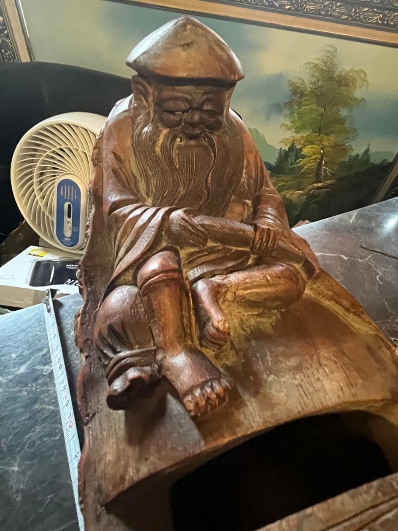 寿老人、竹彫刻寿老人、竹一刀彫り、竹細工寿老人、江戸時代寿老人、木彫り寿老人
