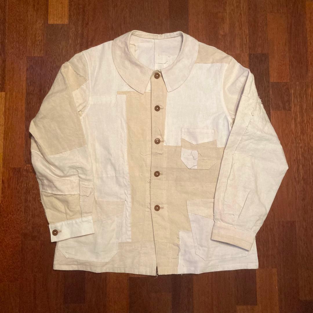 再構築 ユーロワークジャケット フレンチリネン パッチワーク ビッグサイズ