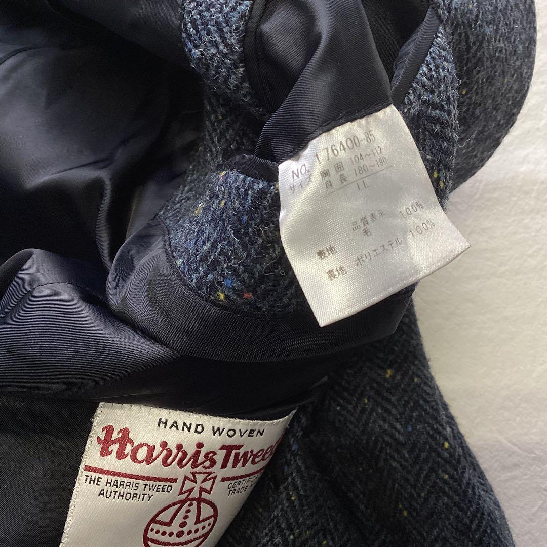 Harris Tweed ハリスツイード バルマカーンコート ネイビー系 LL