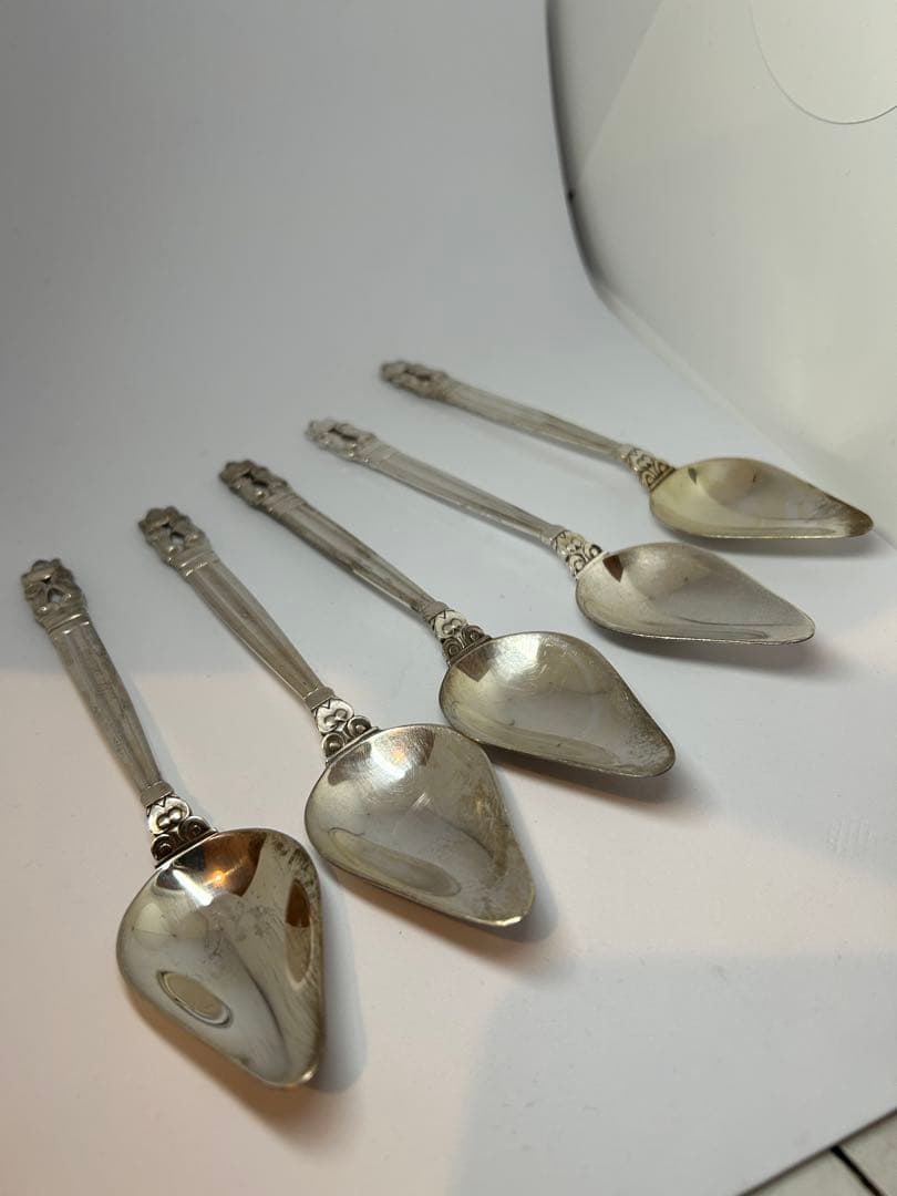 純銀ティースプーン　ジョージジェンセン エコーン 5本 Mappin&Webb箱