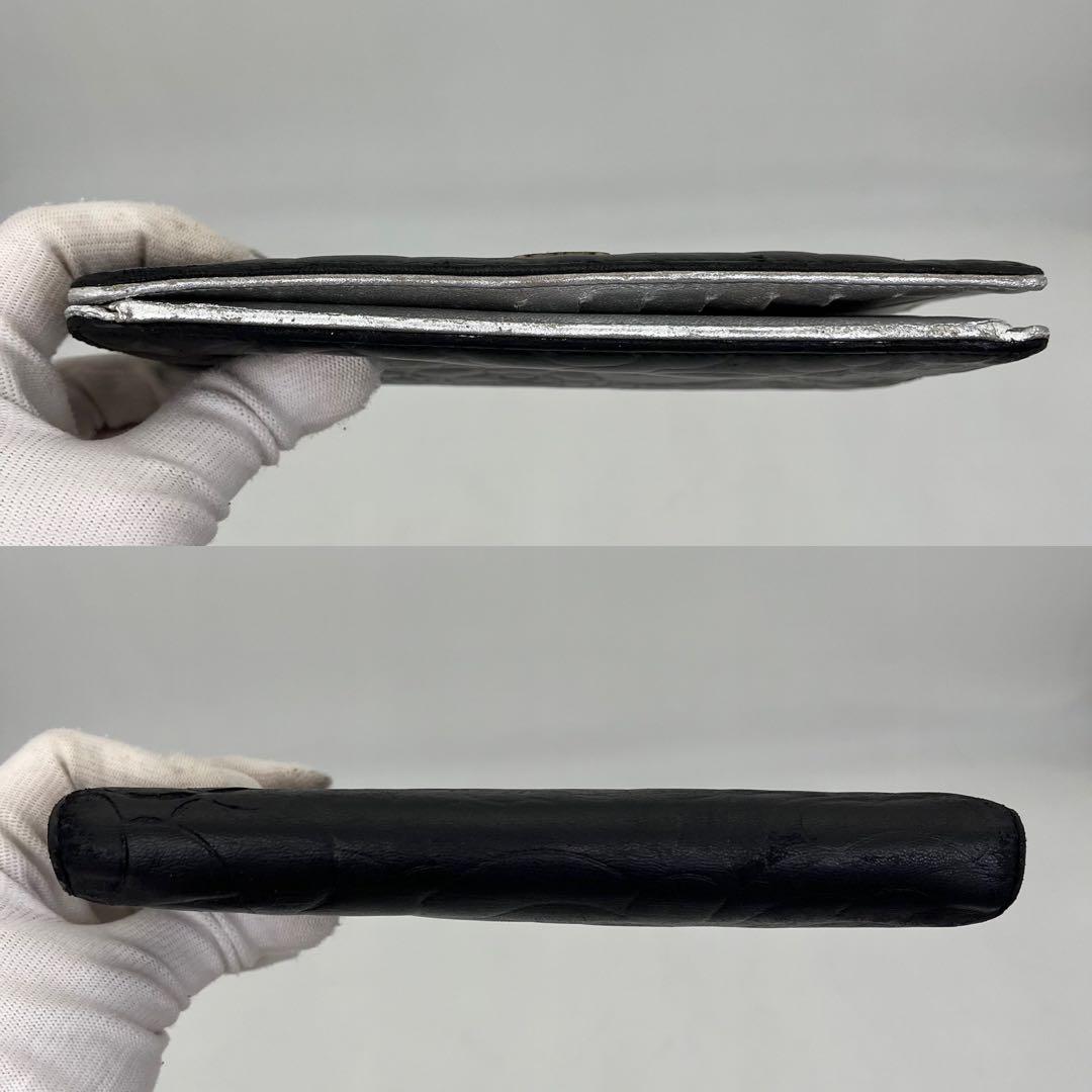 CHANEL 長財布 ココマーク カメリア フラワーエンボス ブラック レザー