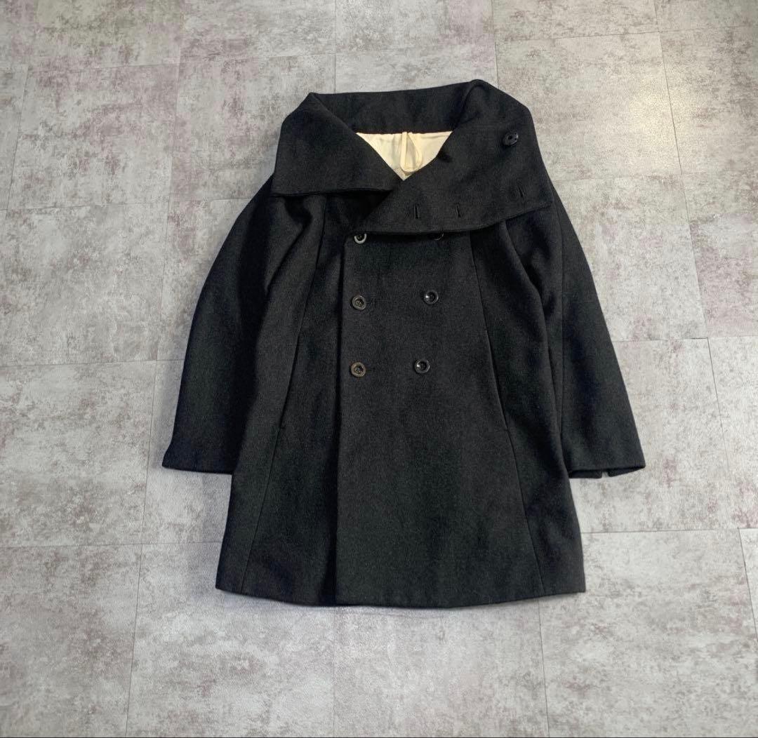 変形 コート　The Viridi-anne highneck woolcoat