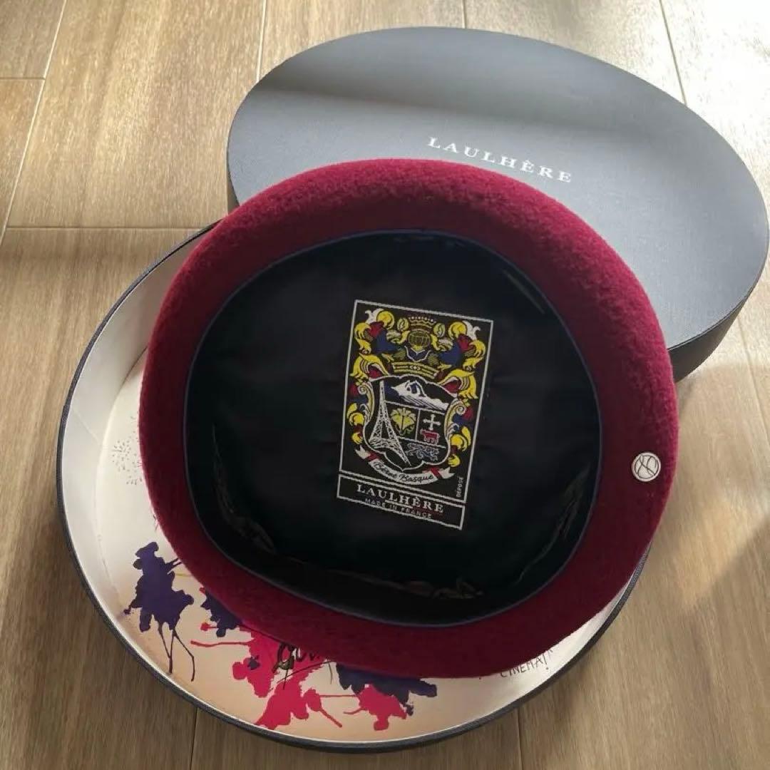 【未使用】本革ベルト LAULHERE ベレー帽 ボルドー レッド ロレール