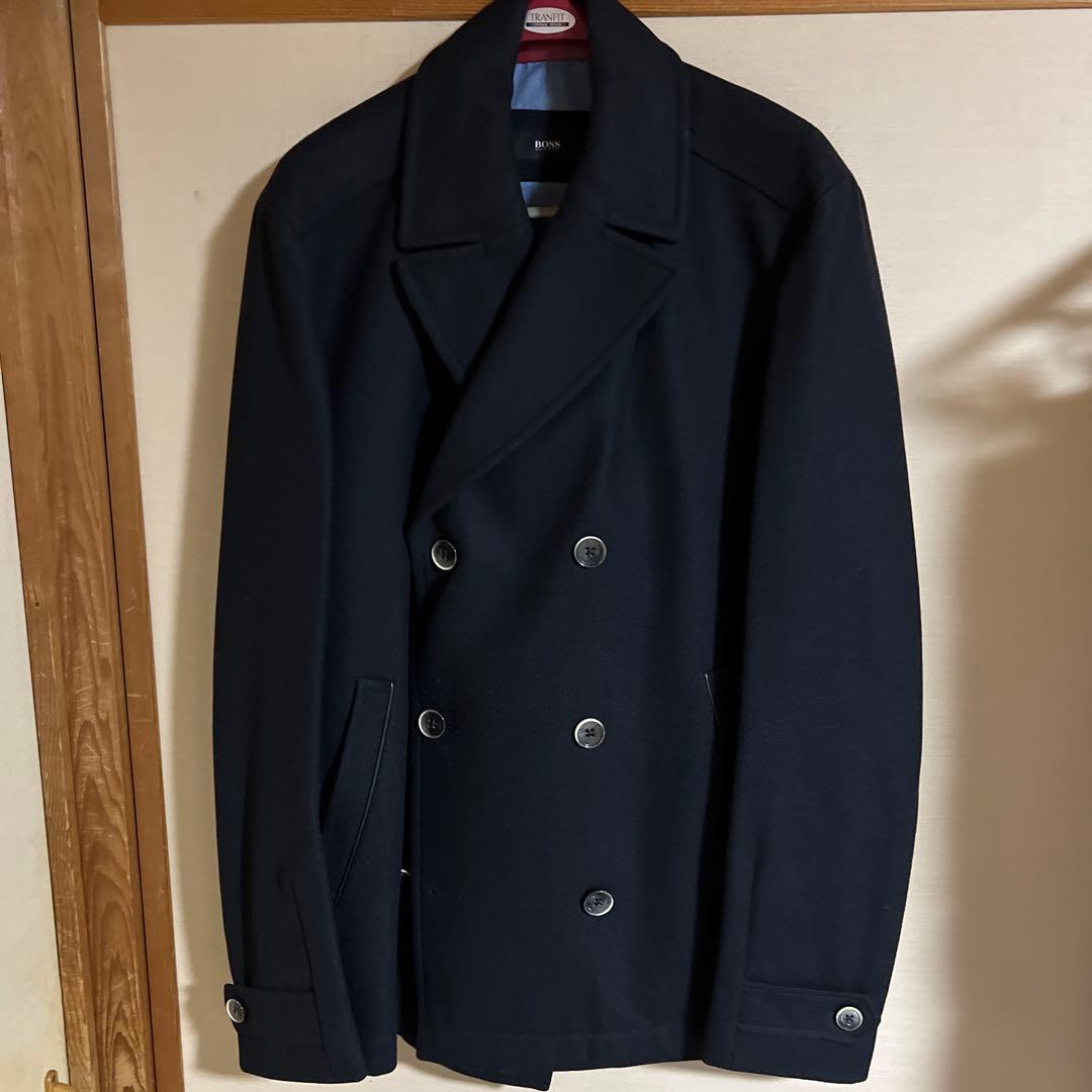 m*8様 ヒューゴボス　PコートHUGO BOSSウールカシミヤ56XXL紺色ネ