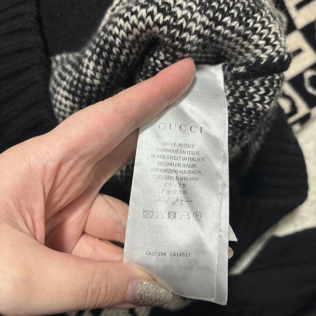 【正規品】GUCCI ロゴ 総柄 フルジップ ニット カーディガン M