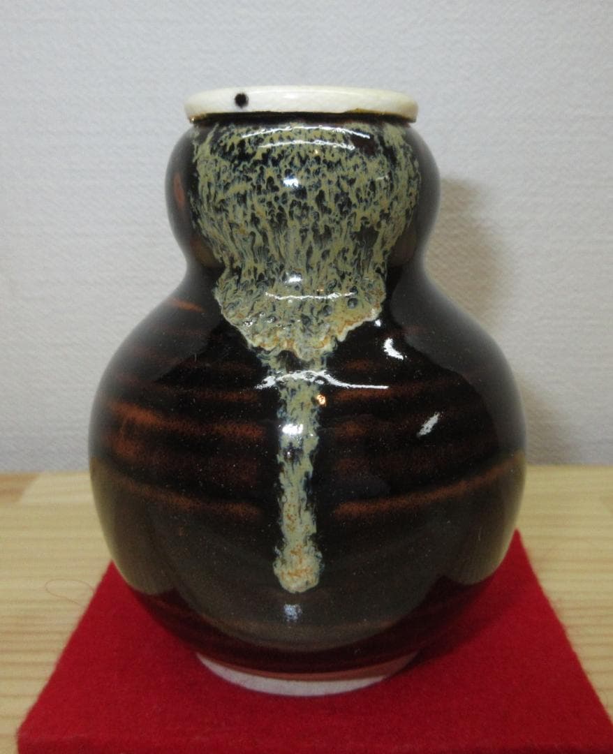 送料込【逢絢亭・新品】茶道具 茶入 京焼 中興名物 春慶瓢箪 仕覆 陶若窯 共箱