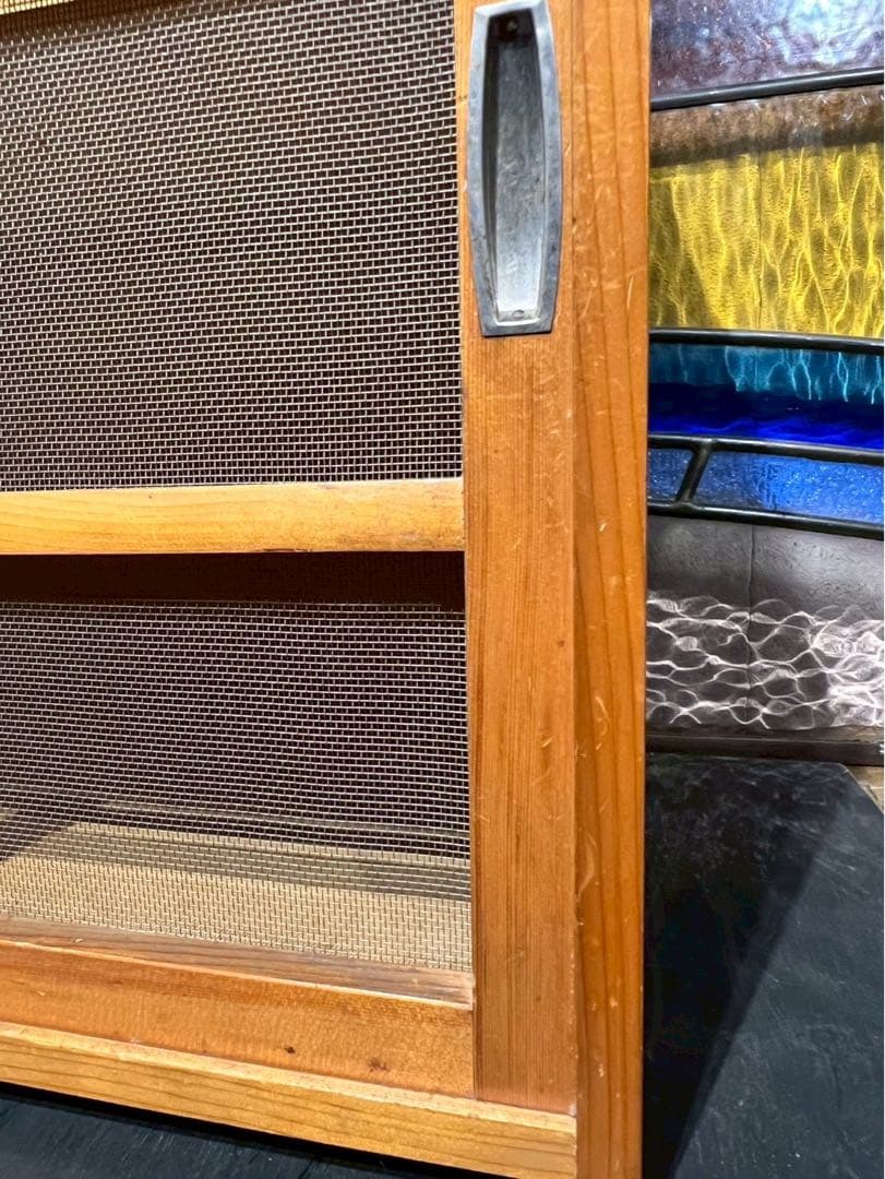 yuki＊蝿帳 食器棚 キッチン 水屋 収納棚 網飾り棚 昭和レトロ