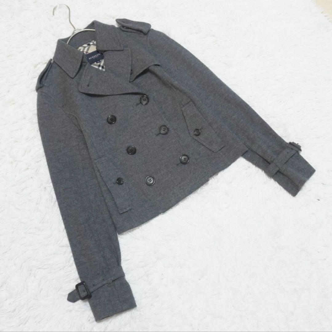 美品 バーバリー ピーコート ナポレオン ノバチェック ショート丈 ダブル