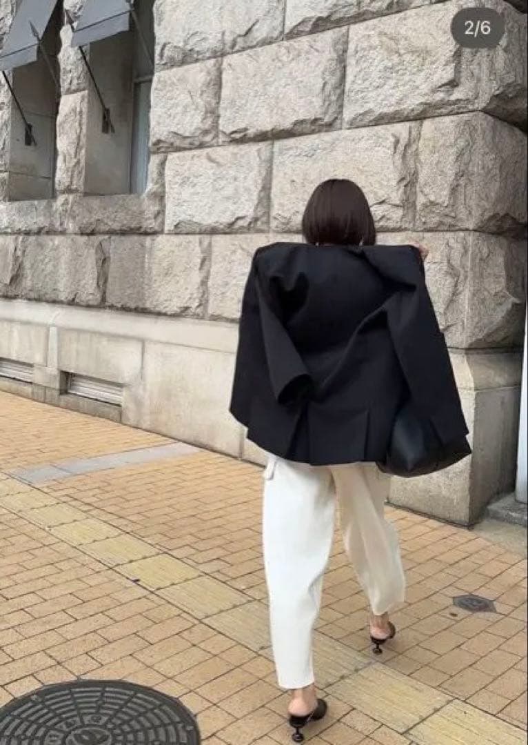 美品 Frey イージーオーバーサイズジャケット 無地 ネイビー S