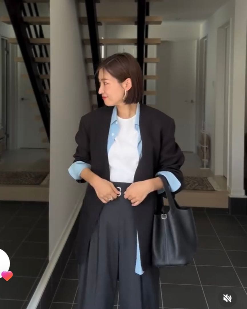 美品 Frey イージーオーバーサイズジャケット 無地 ネイビー S