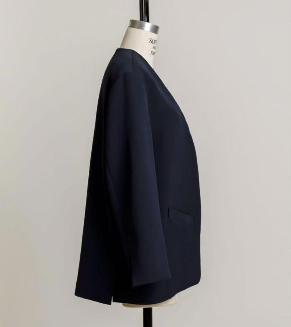 美品 Frey イージーオーバーサイズジャケット 無地 ネイビー S