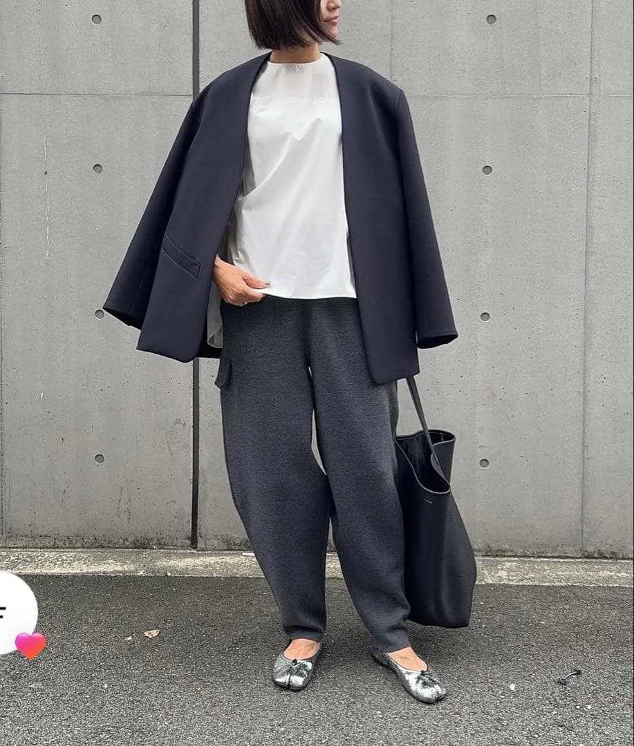 美品 Frey イージーオーバーサイズジャケット 無地 ネイビー S