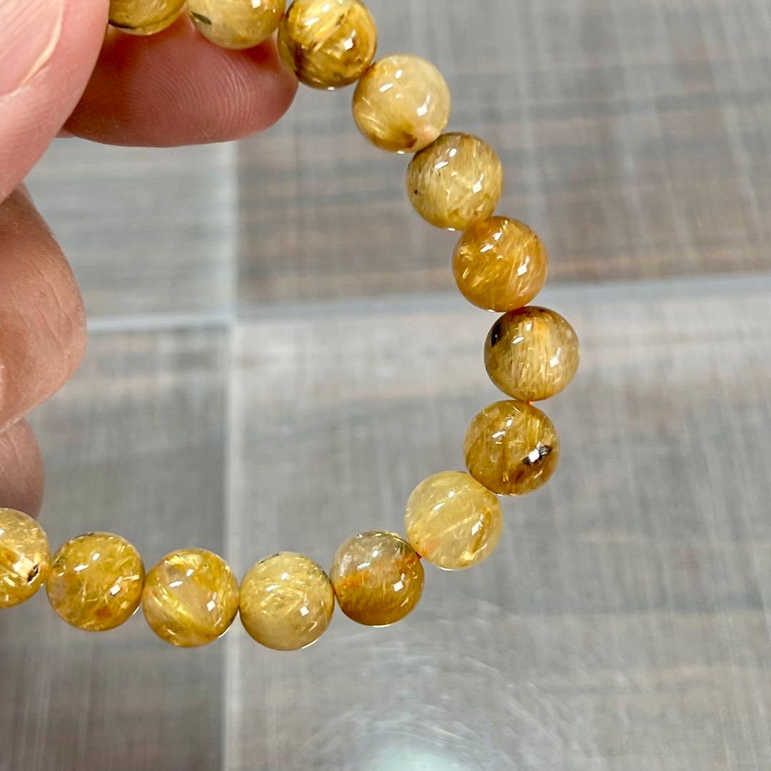 金運強　太陽放射ルチルブレスレット　ヘマタイト　ルチルクォーツ　2-12