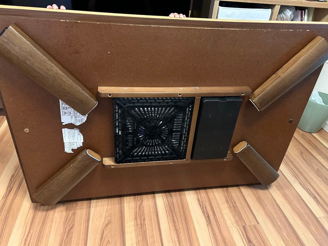 [都内引き取り限定]ウォールナット材 曲線こたつテーブル折り畳み式