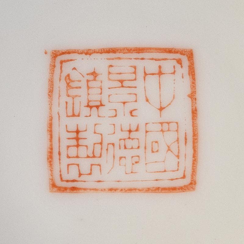 中国　中国景徳鎮製款　薄胎　粉彩　漢詩花鳥文瓶　一對　D　R7797B