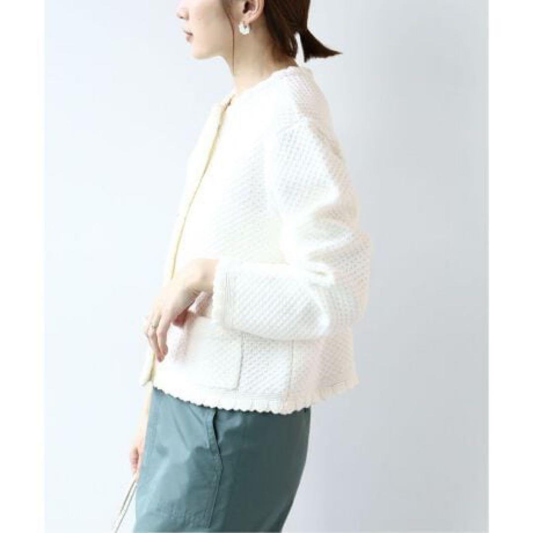 極美品 イエナ IENA 金ボタン ジャケット ニット カーディガン 白 シロ