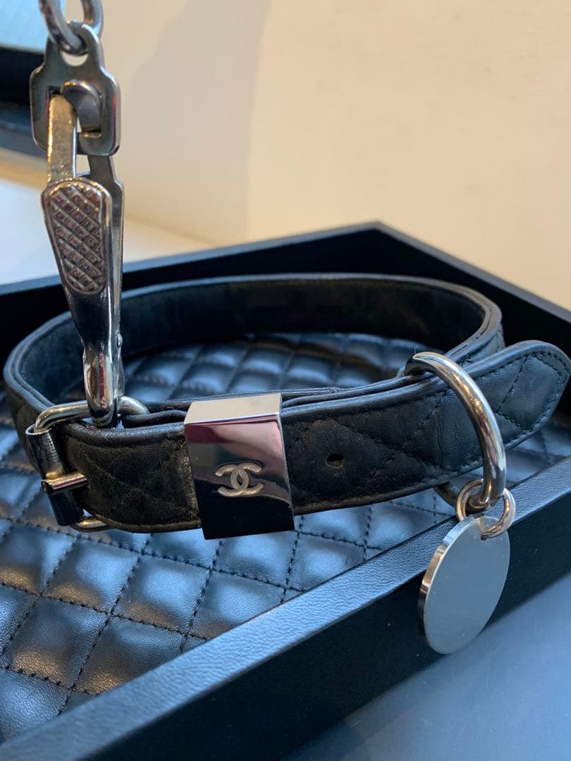 【美品】CHANEL シャネル ココマーク マトラッセ 小型犬 首輪 リード