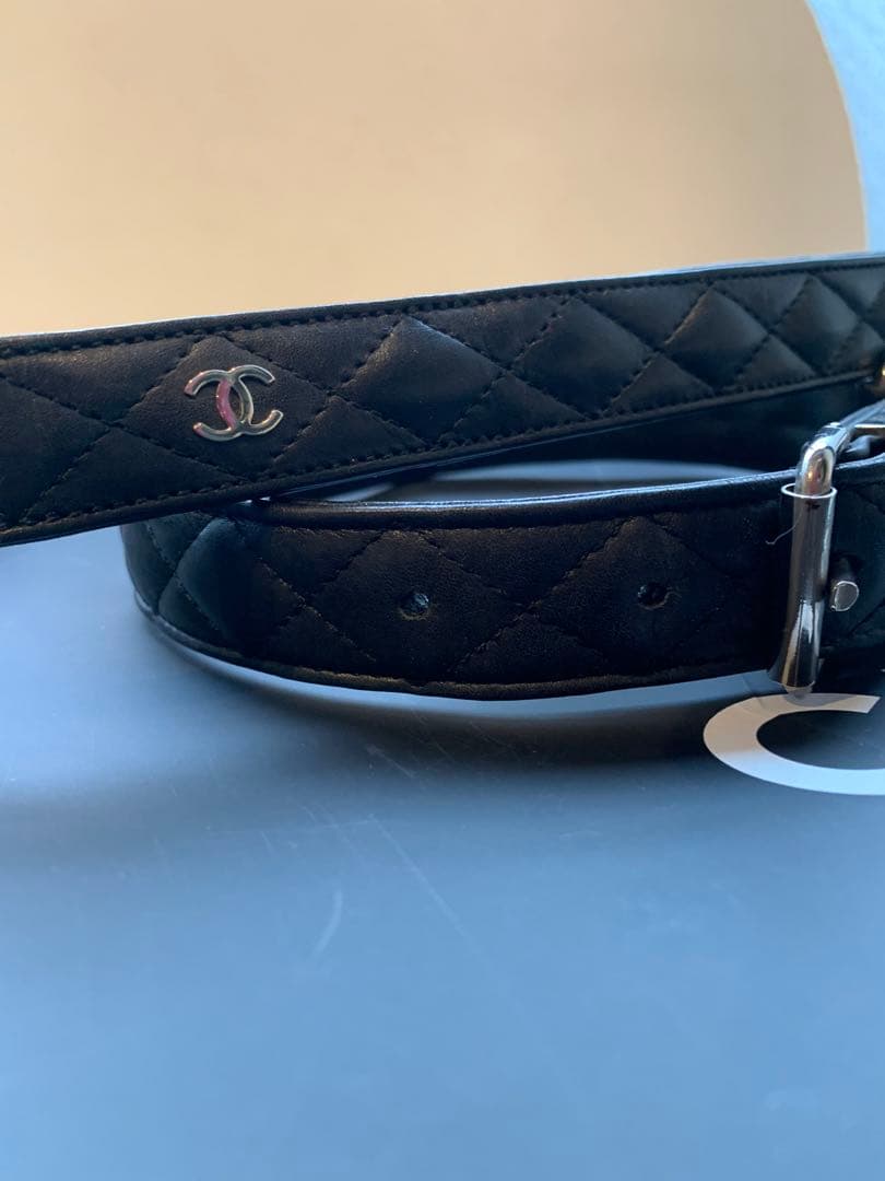 【美品】CHANEL シャネル ココマーク マトラッセ 小型犬 首輪 リード
