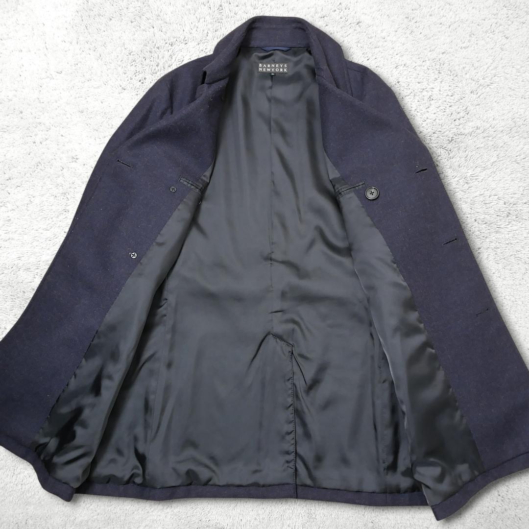 美品【バーニーズニューヨーク】XL ダブルコート ネイビー ウールPコート