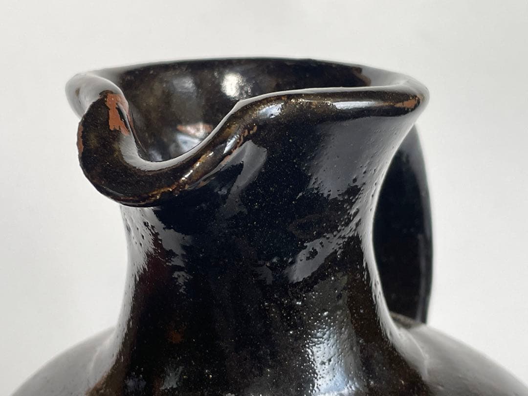 陶芸家　人間国宝　濱田庄司　浜田庄司　？黒釉　水次　水注　ピッチャー　ポット水瓶