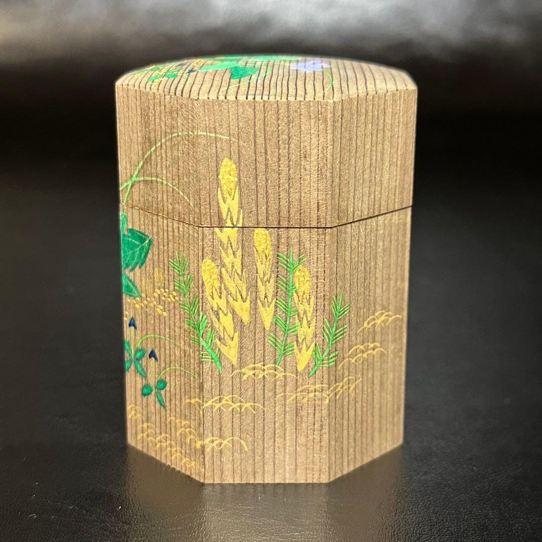 ★茶道具！春野絵 神代杉 八角茶器『中谷 秀斉』作！共箱！★