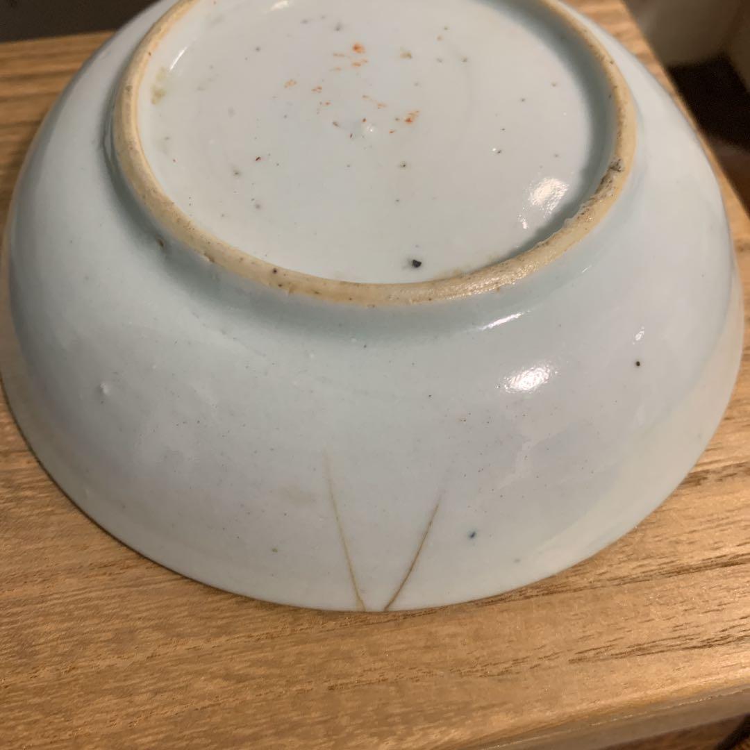 古い赤絵 ペンチロン皿 古箱付け 唐物 中国