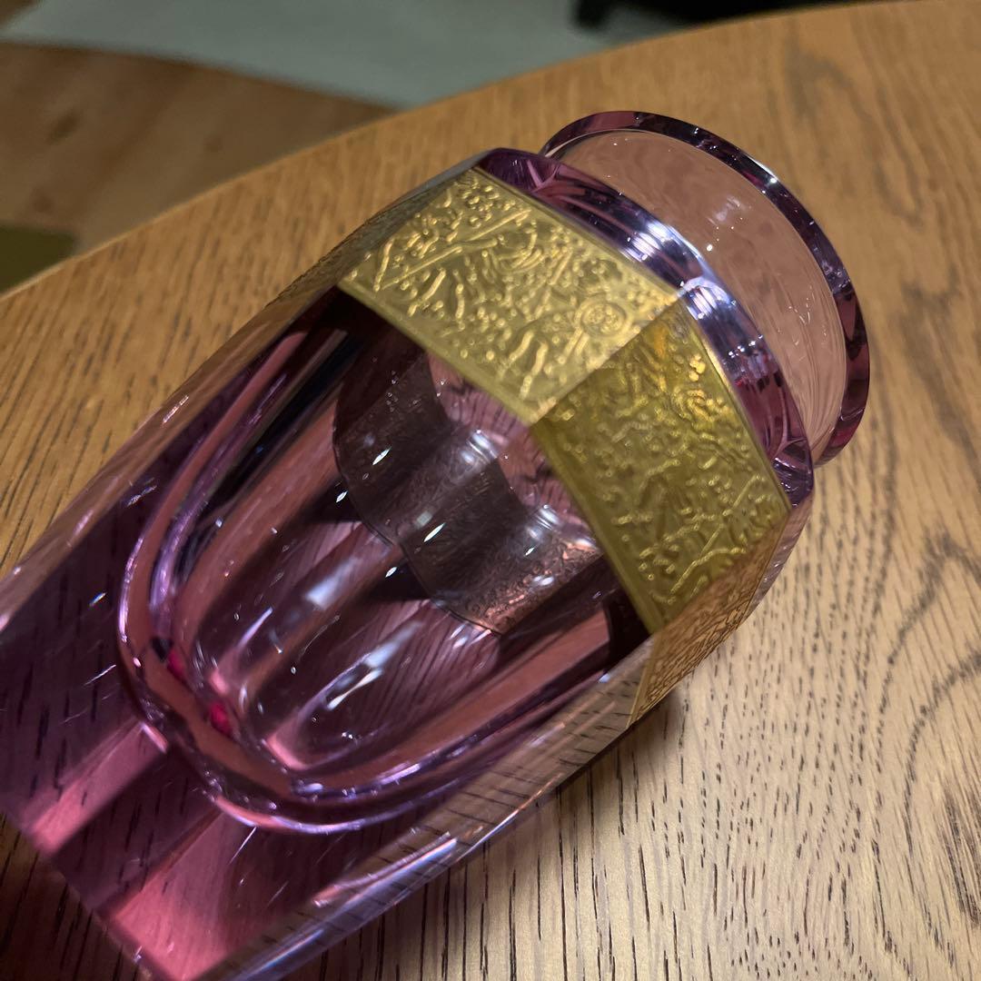 Moserモーゼル　フラワーベース　アレキサンドライト　金彩