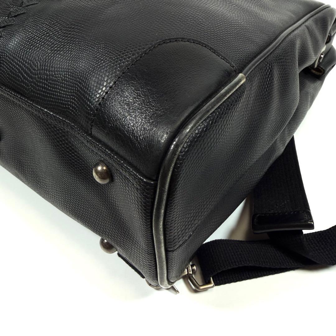 【極美品】豊岡鞄　ヨータ　リュック　ダレスバッグ　3way リザード　ブラック