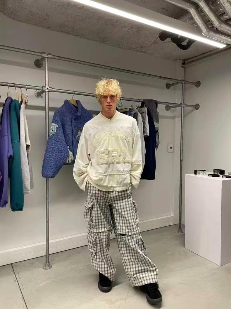 erl チェック柄カーゴパンツ