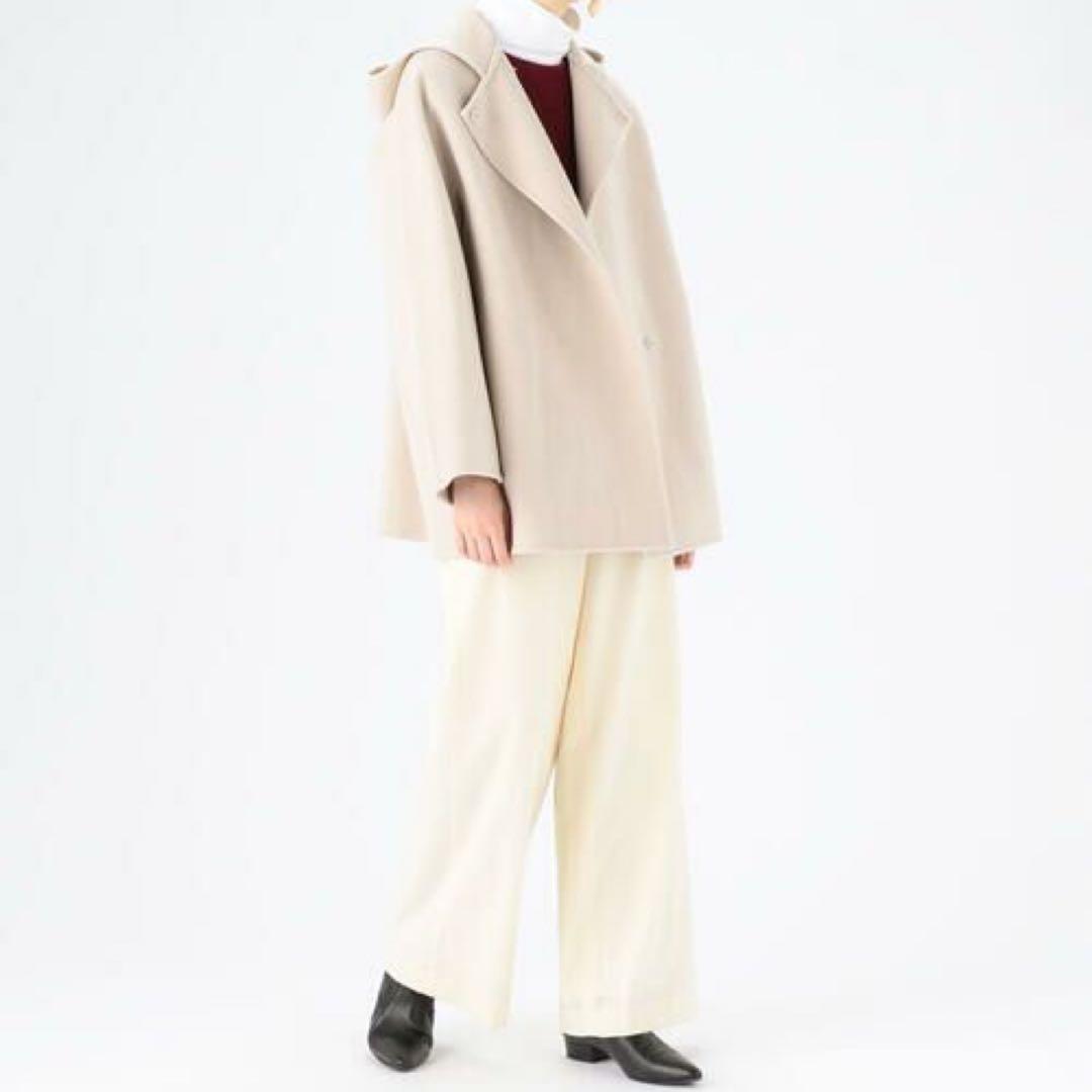 【美品】ボールジィ　プレミアムウールリバー フーデッドショートコート　薄ベージュ