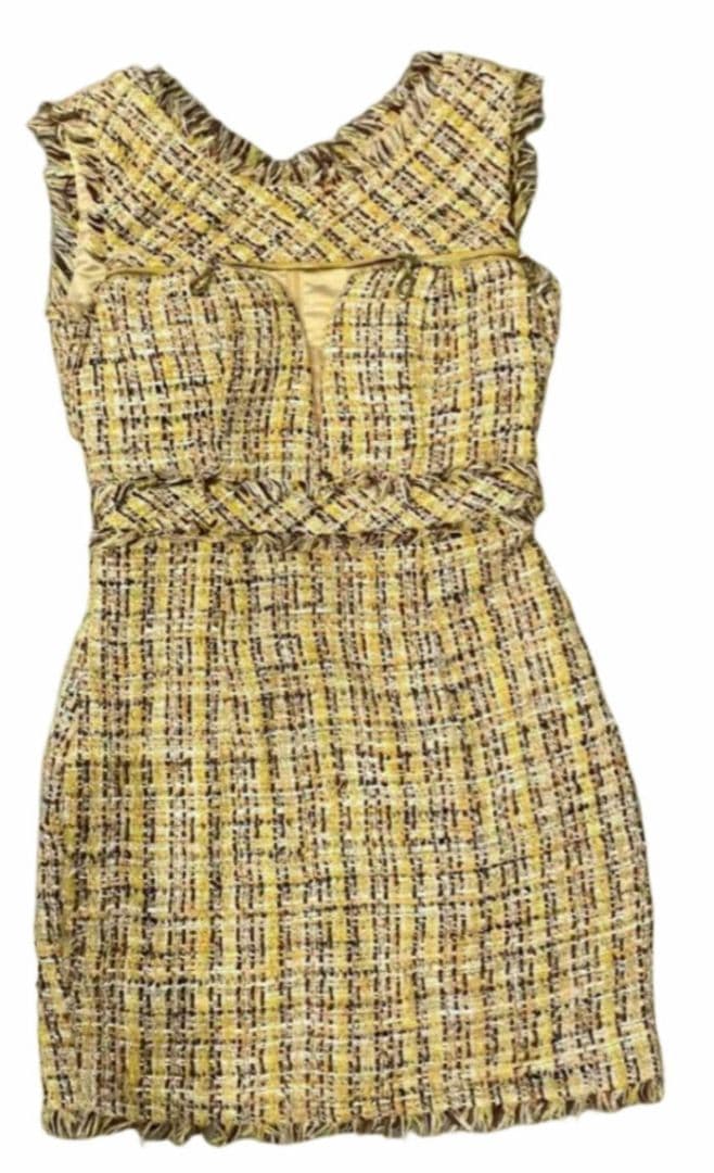 さ*く様 ローブドフルール グロッシー キャバ ドレス XS ツイード フロント