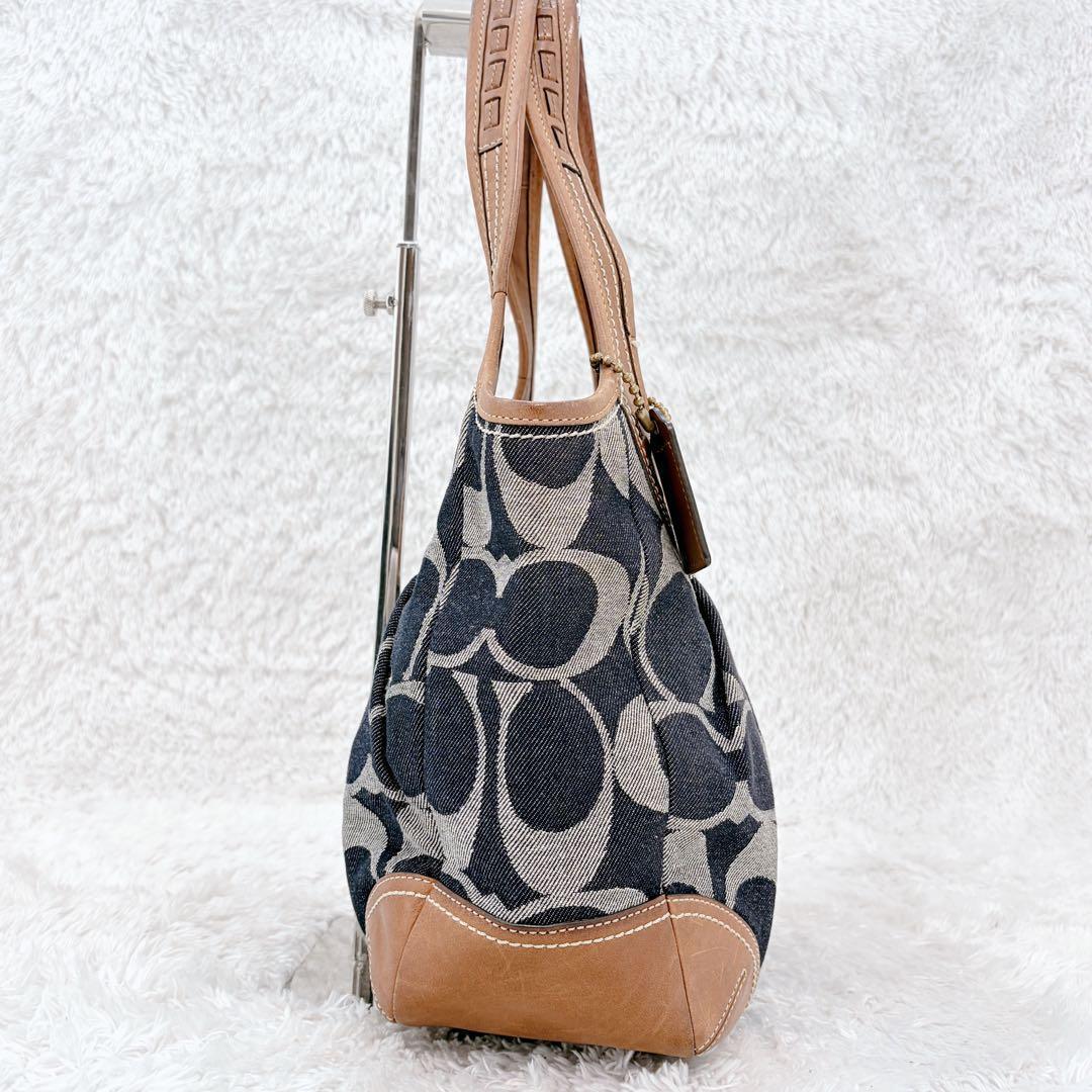 人気 COACH コーチ デニム シグネチャー柄 レザー 12751