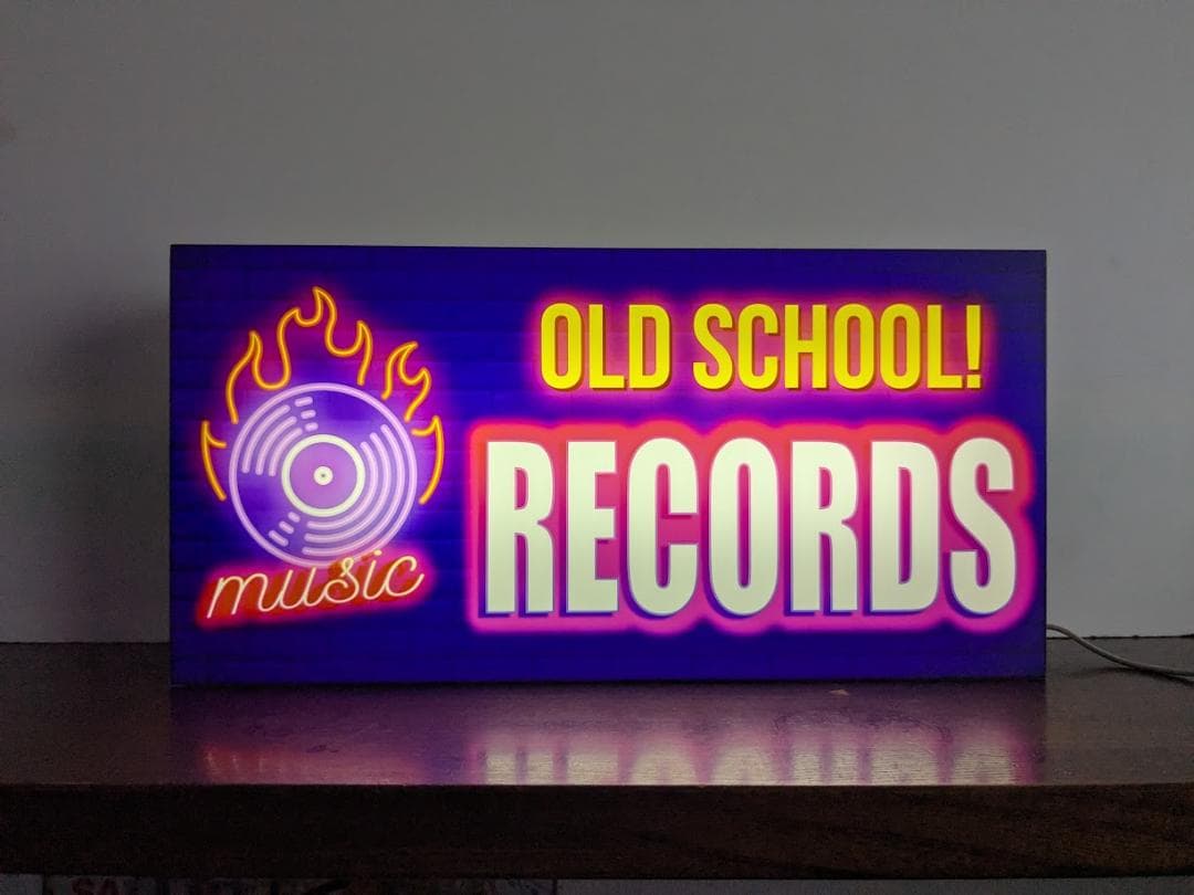 【Lサイズ】レコード オールドスクール 音楽 看板 置物 雑貨 ライトBOX