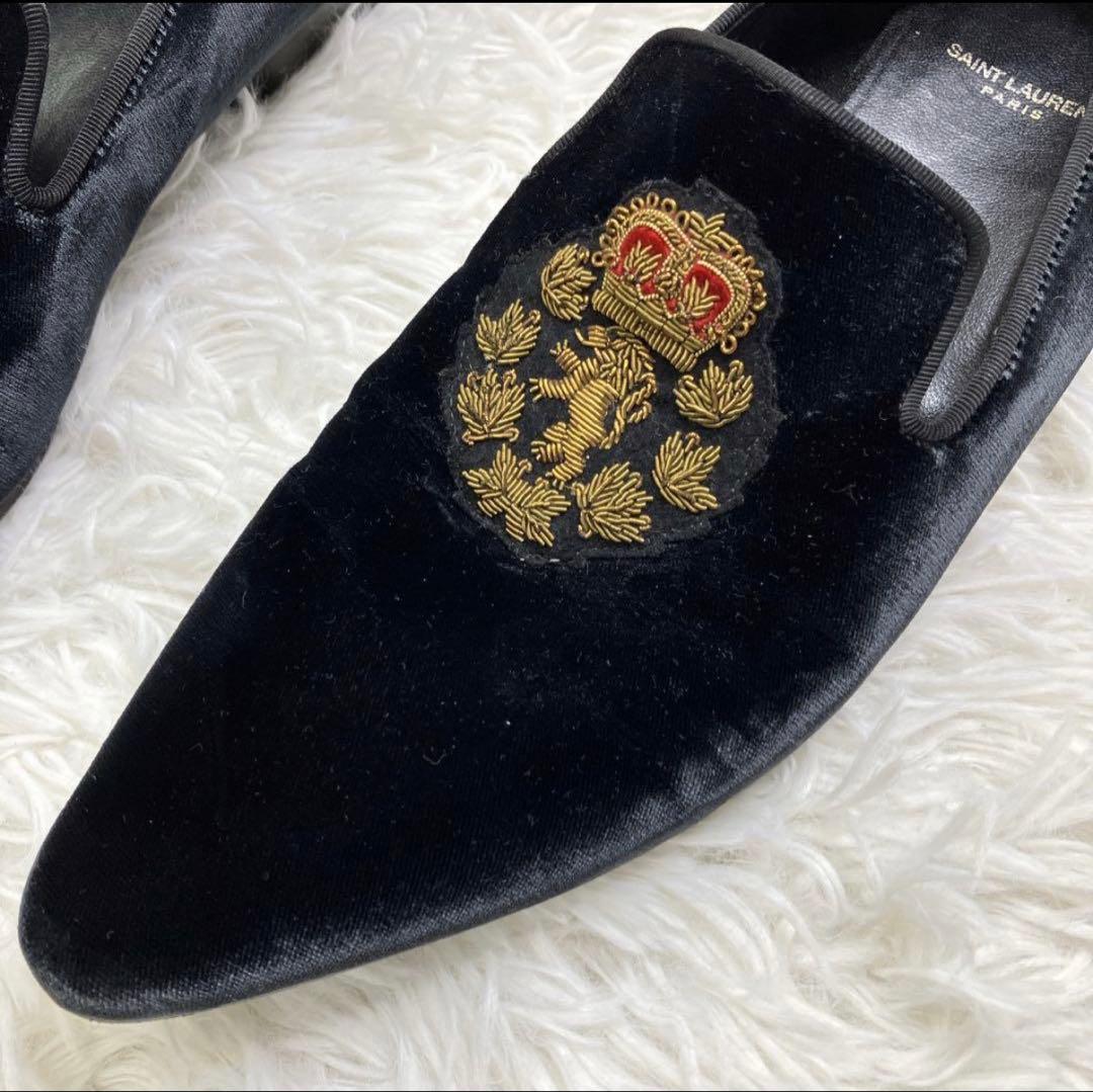 【SALE（※2/8迄）】SAINT LAURENT ベルベット王冠 ローファー