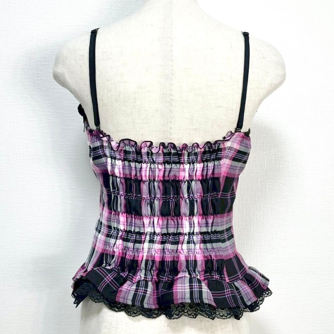 y2k❤️ 00s MA＊RS 当時物 チェック デカリボン レース キャミソール