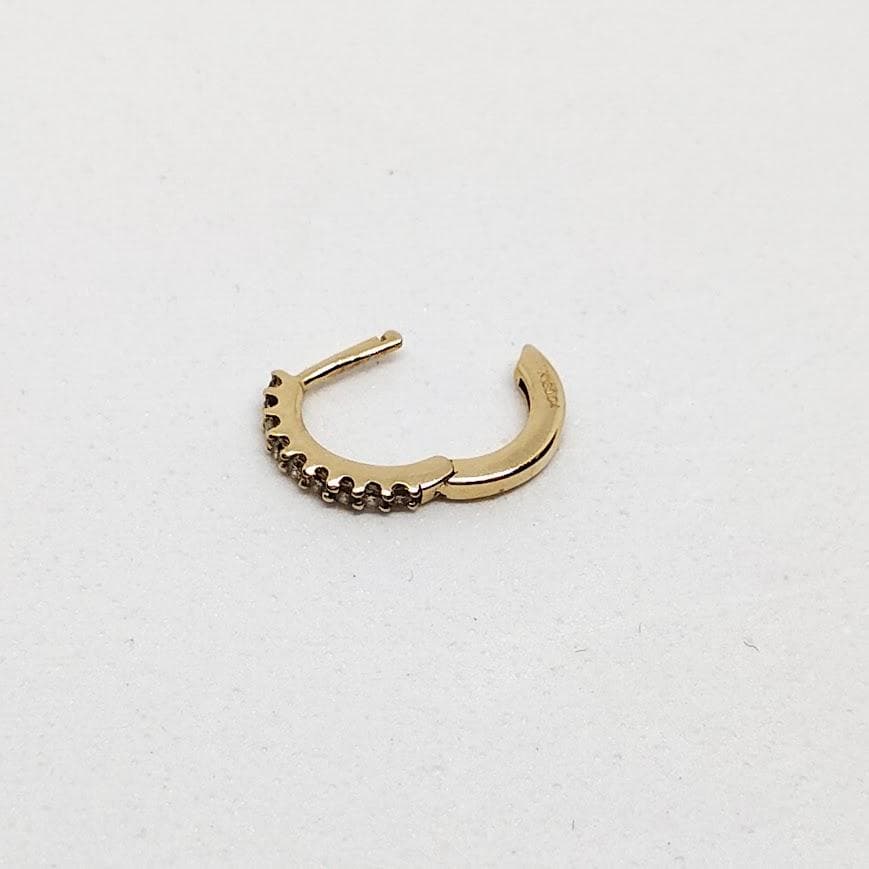 K18YG 18金 ダイヤ 0.04ct イエローゴールド フープ ピアス 片耳
