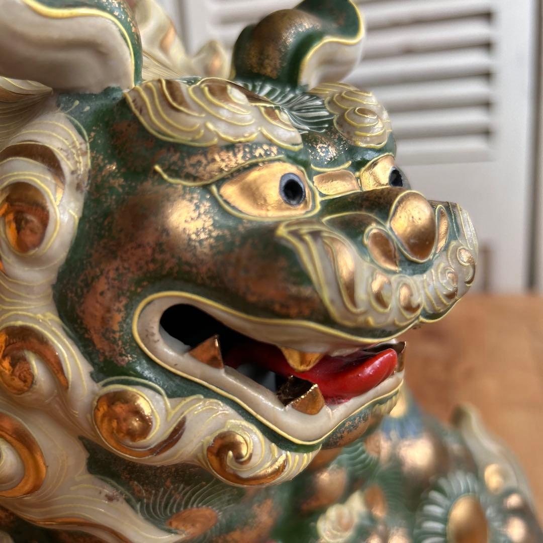 九谷焼　狛犬　獅子　打出の小槌　金運　魔除け　風水　台座付き　希少カラー　縁起物