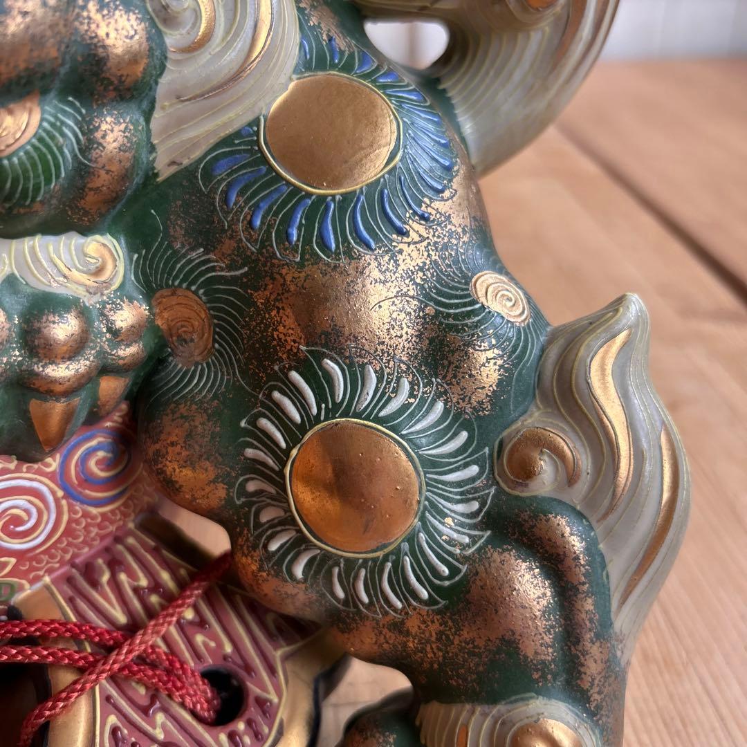 九谷焼　狛犬　獅子　打出の小槌　金運　魔除け　風水　台座付き　希少カラー　縁起物