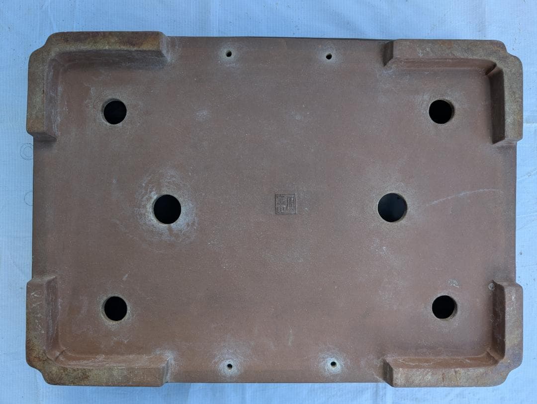 【周宝山】大型盆栽鉢 長方形 外寸59×45.5×高さ13cm ヒビあり