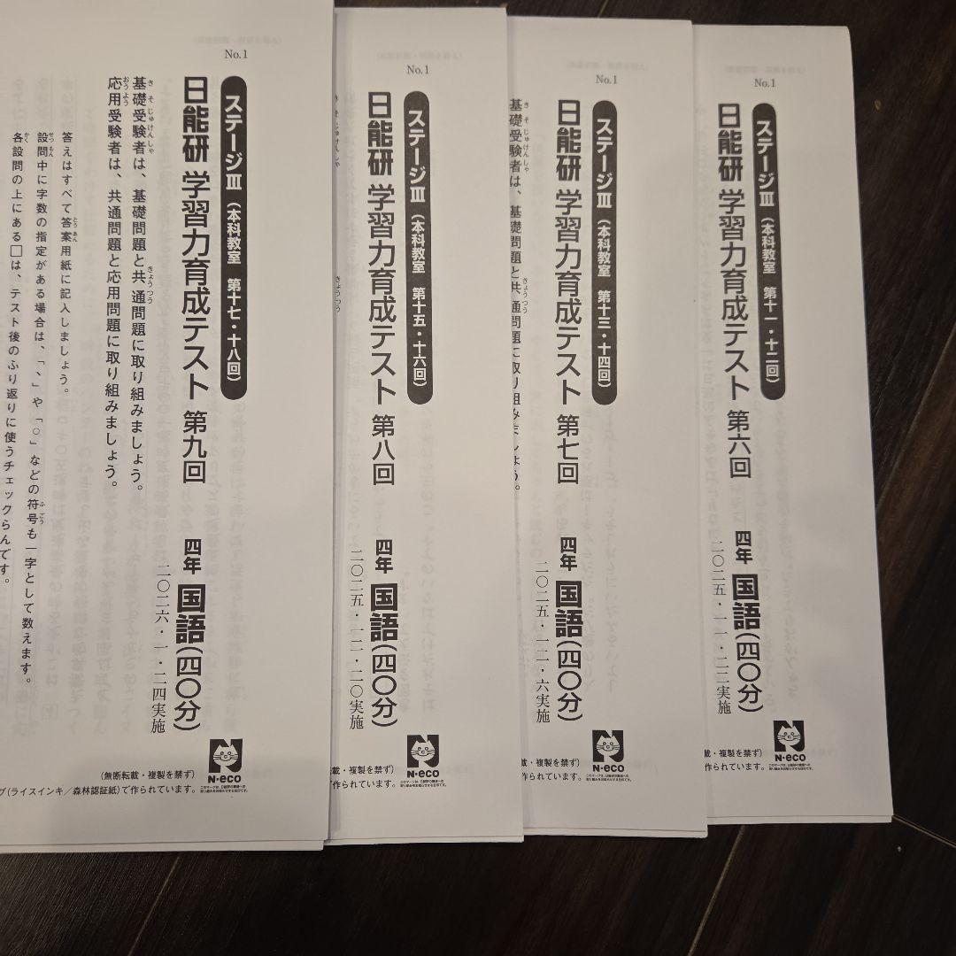 4年生 育成テスト 15回分 2025年度 日能研