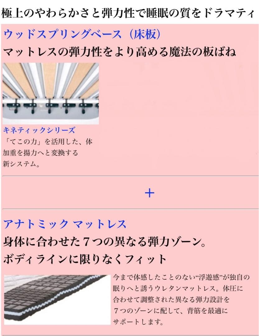 《美品》ノッティンブル　キネティック床板　ベッド　マットレス　セミダブル　西川