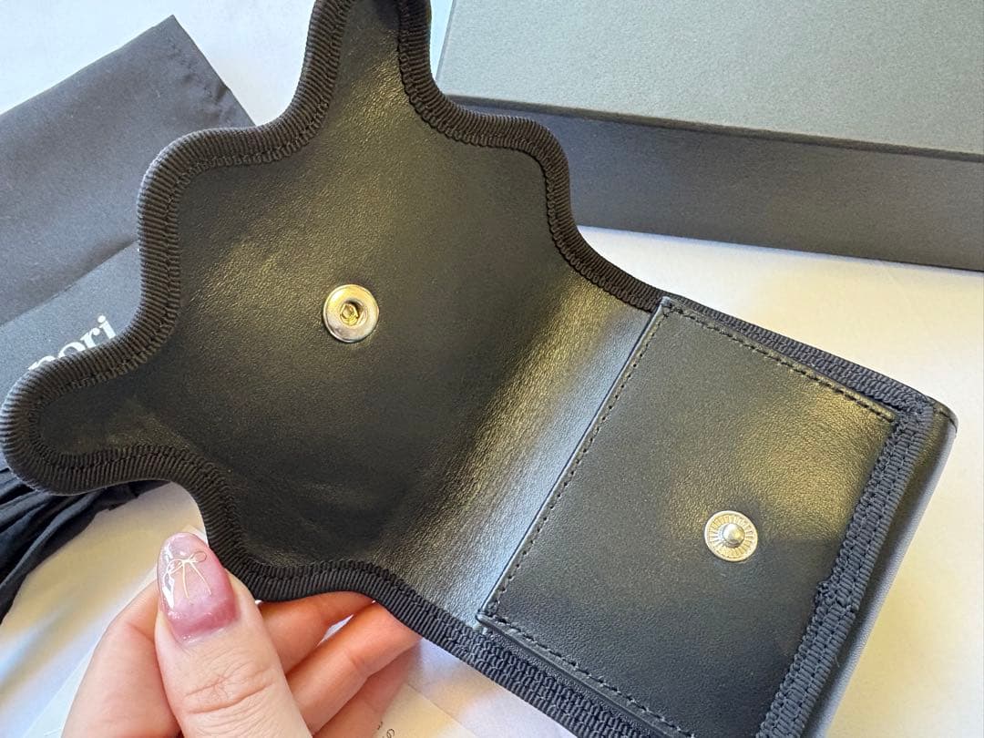 小物 norienomoto wave trifold wallet black