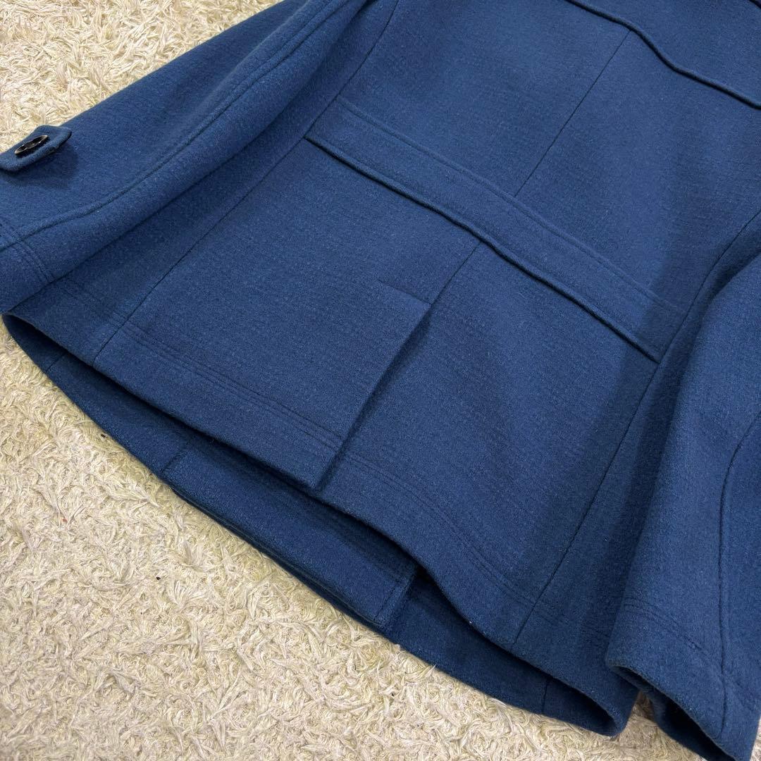 バーバリー　ブラックレーベル　ウール　Pコート　青　ダブル