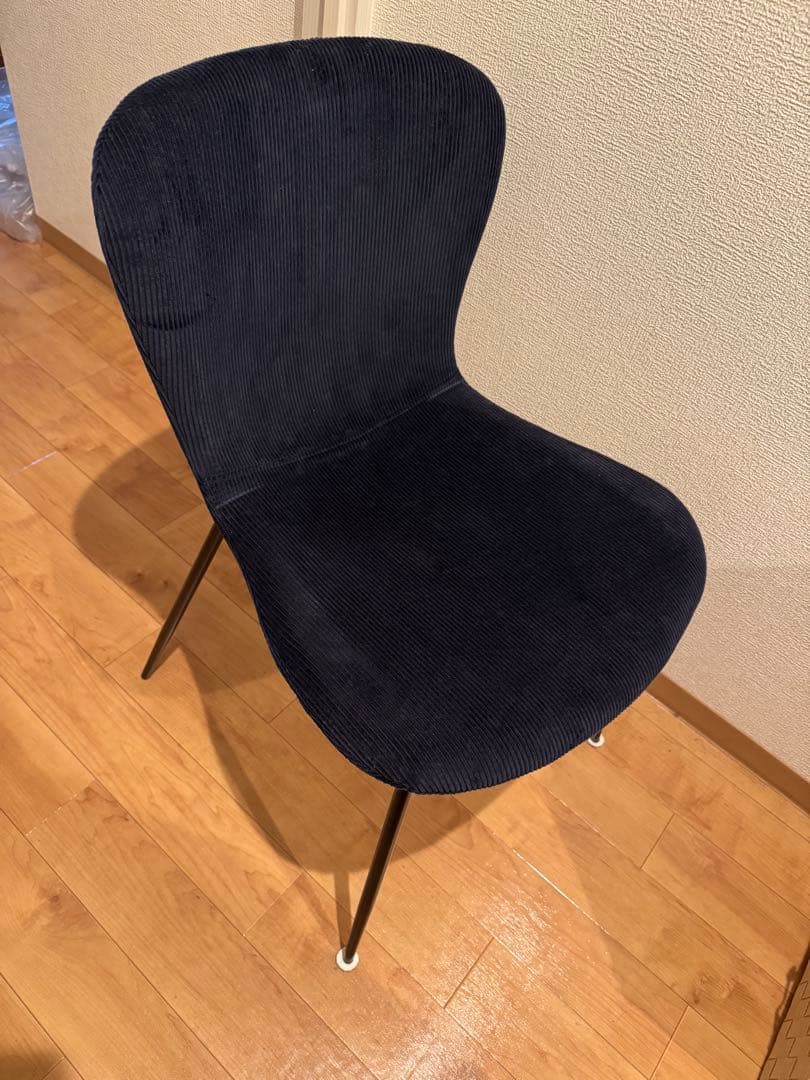 2/20で処分✨️ a.depecheコーデュロイダイニングチェア ネイビー