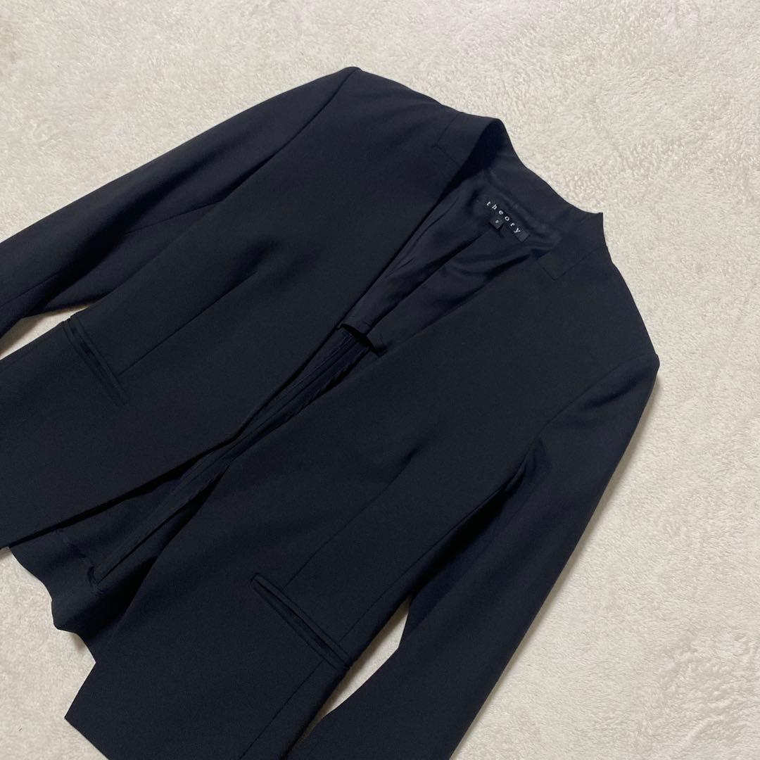 ✨美品✨theory ノーカラージャケット　黒　Tailor Lanai 背抜き